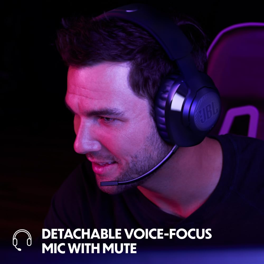 JBL Quantum 350 Over-Ear Gaming Headset - Wireless 2.4 GHz and USB-C port - With removable boom mic and QuantumSurround Sound - Black - JBLQ350WLBLK