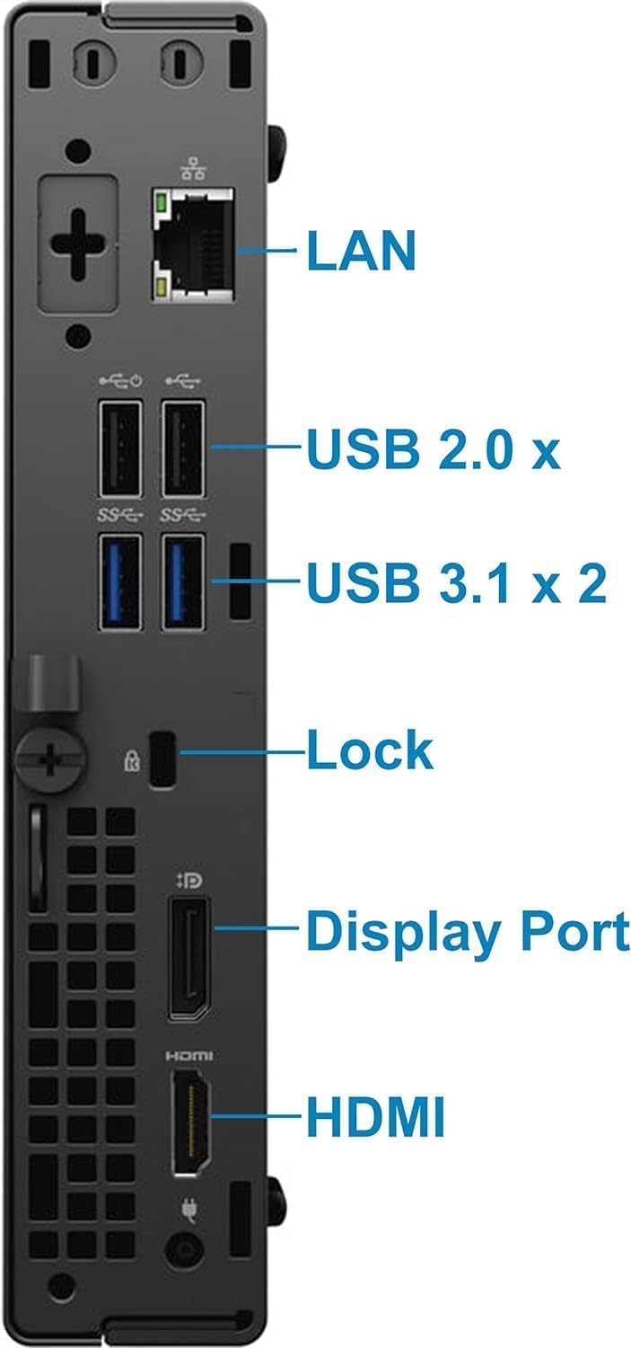 Dell OptiPlex 3080 Mini Desktop-PC, Intel Core i5-10500T, 16GB RAM, 512GB SSD, US-Layout, QWERTY, WiFi, Bluetooth, Windows 11 Pro (Refurbished)