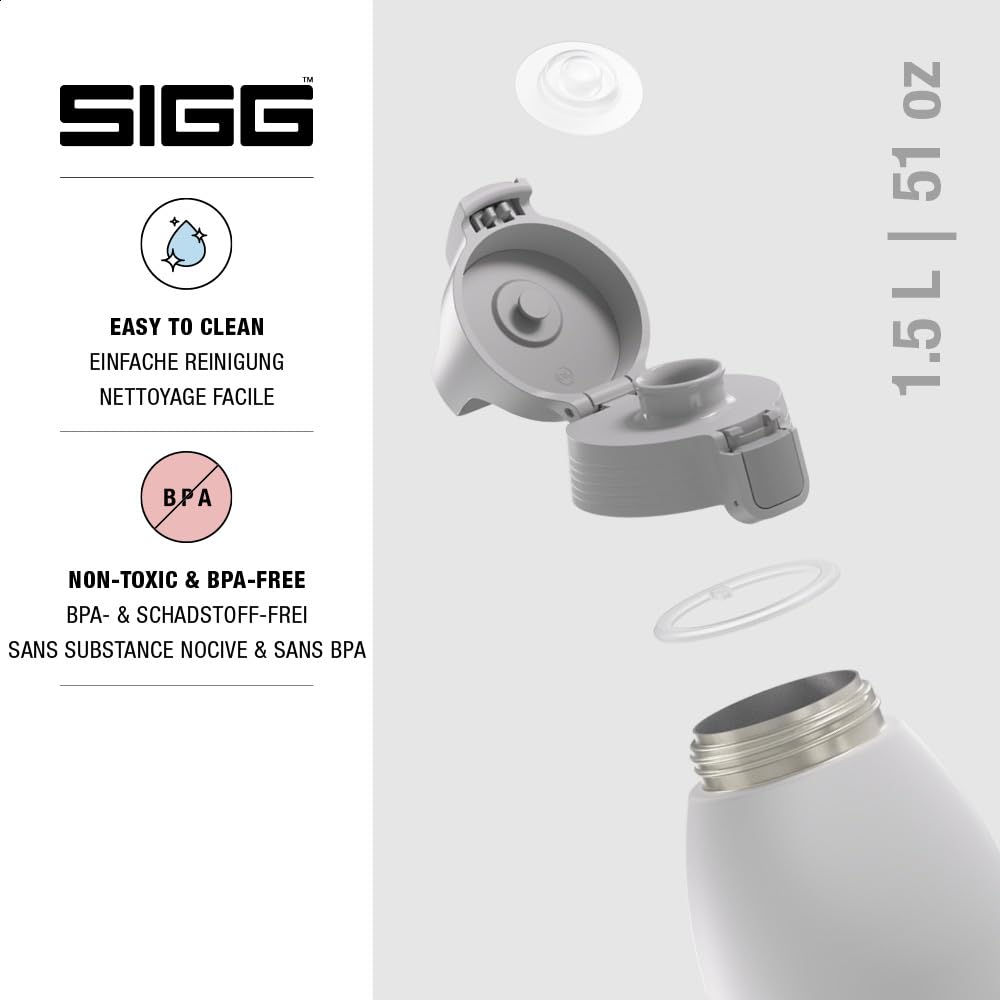 SIGG - Insulated drinking bottle - Thermos bottle Shield Therm One White - carbonated drinks - leak-proof - dishwasher safe - BPA-free - 90% recycled stainless steel - white - 1.5L - 6167.90