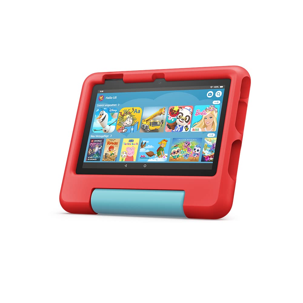 Child-friendly case for Fire 7 tablet (only compatible with 12th generation, 2022), for children aged 3-7, red - 53-028181