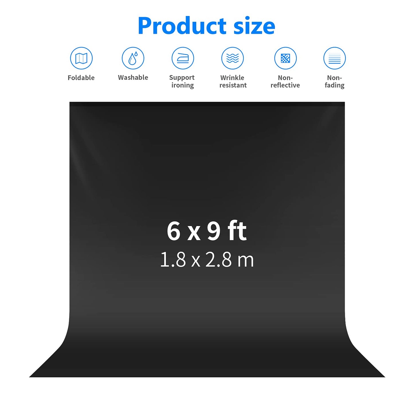 Neewer 6 x 9FT / 1.8 x 2.8M Photo Studio 100% Pure Muslin Foldable Backdrop Background for Photography, Video and TV (Black) - 10083665@@##2