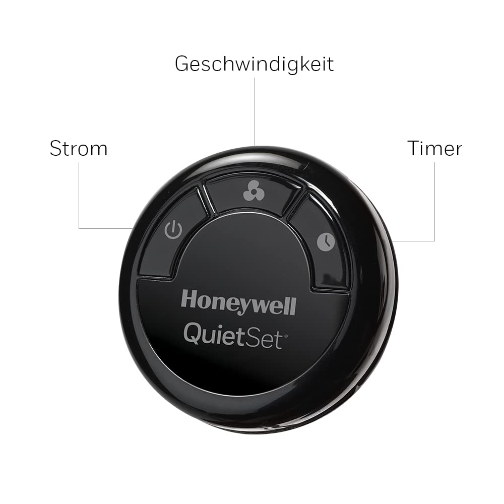 Honeywell Advanced QuietSet Oscillating Pedestal Fan (5 Speed Settings, Timer Function, 70° Oscillation, Height Adjustment, Remote Control, Easy to Use) HSF600B - HSF600BE4