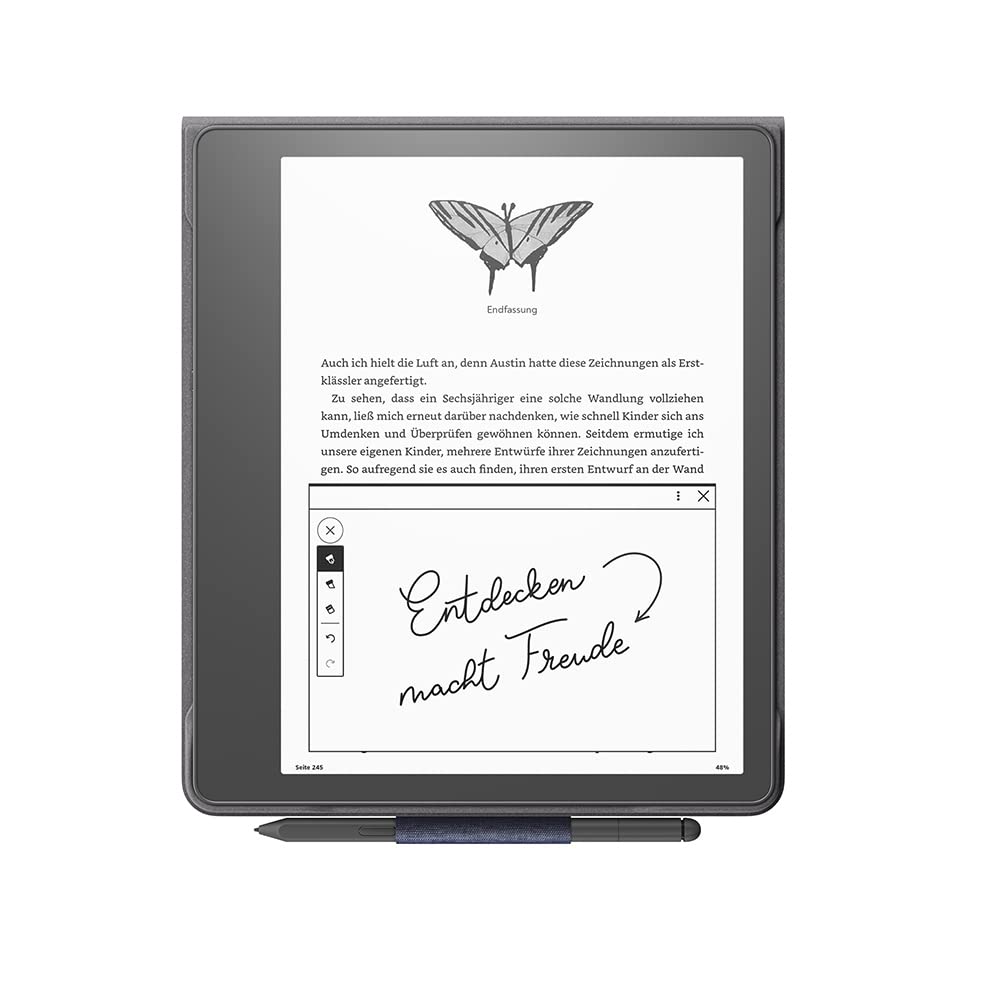 Amazon Kindle Scribe Flip Case with Magnetic Attachment | slim, lightweight design | (only suitable for Amazon Kindle Scribe), fabric, denim blue - 53-100075