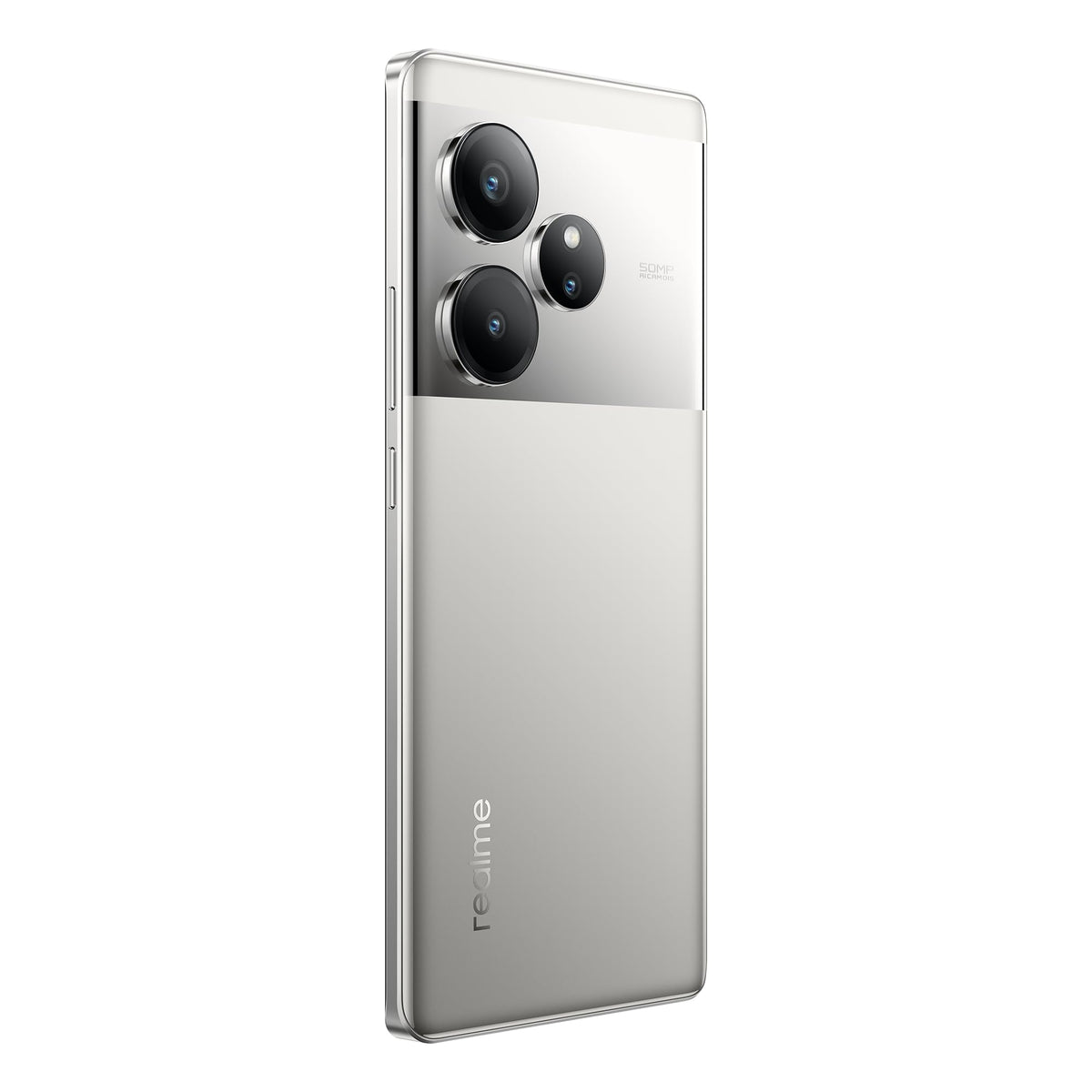 Smartphone realme GT6 5G 12+256 GB, chipset Snapdragon 8s Gen 3, display ultra luminos 6000nit, cameră Sony LYT-808 OIS, încărcare 120W SUPERVOOC, baterie masivă de 5500mAh, Fluid Silver (fără adaptor) - RMX3851