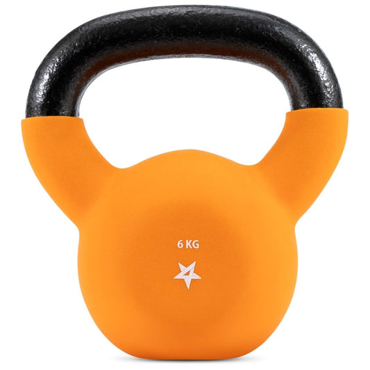 Yes4All HCR1 Neoprene Coated Kettlebell, Strength Training Kettlebells - 6KG Orange