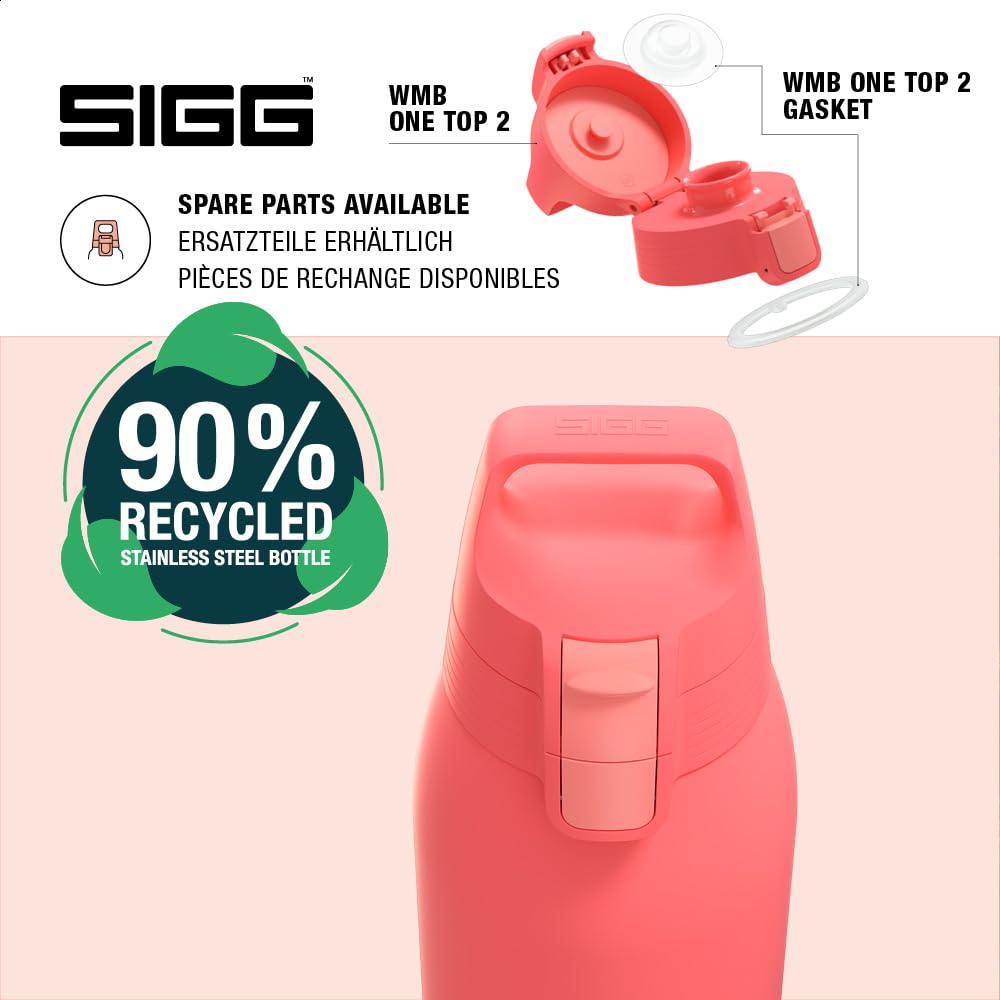 SIGG - Insulated drinking bottle - Thermos bottle Shield Therm One Watermelon - carbonated drinks - leak-proof - dishwasher safe - BPA-free - 90% recycled stainless steel - pink - 1L - 6218.20