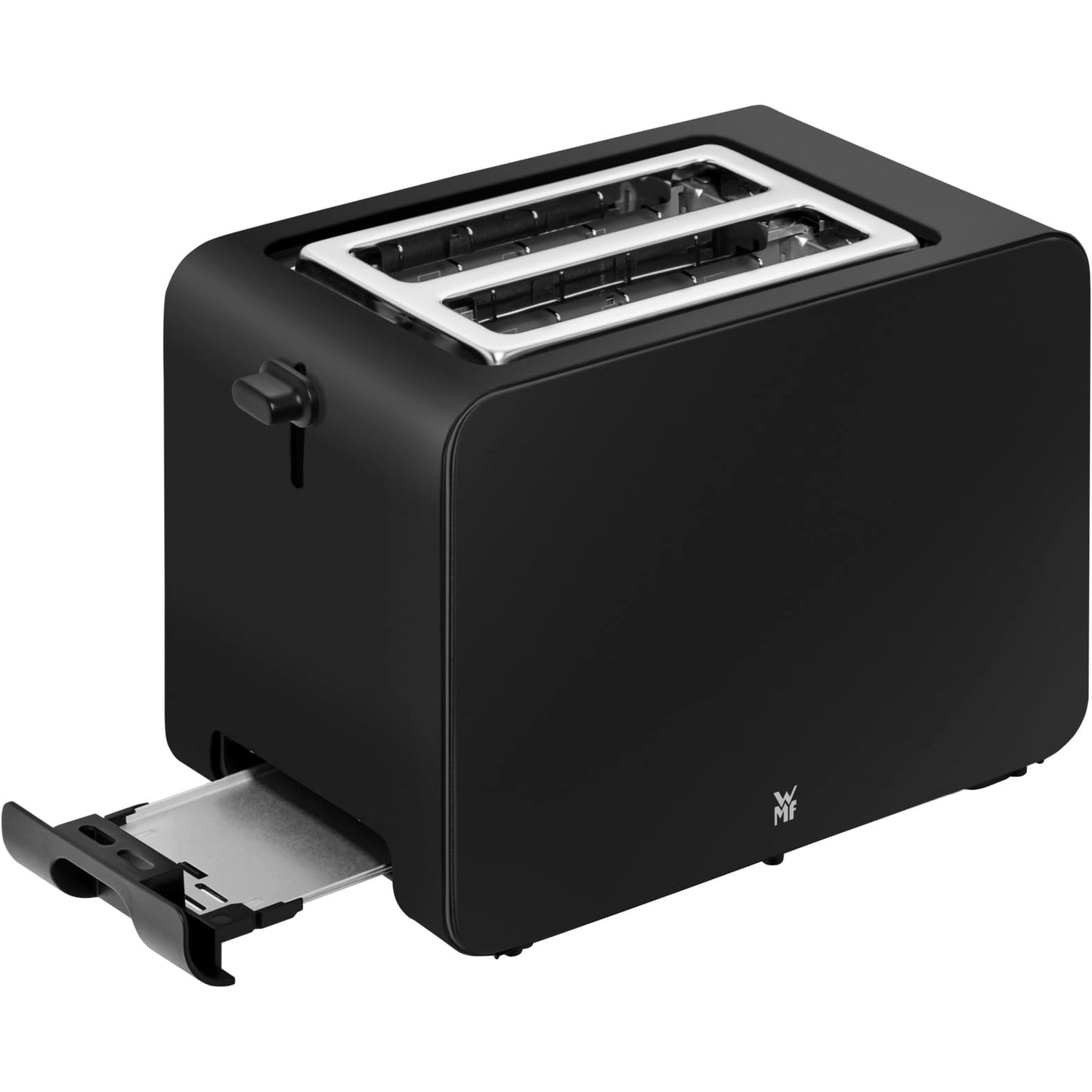 WMF Stelio toaster 2 slices stainless steel, double slot toaster with bread roll attachment, bagel function, 7 browning levels, 900 W, matt black stainless steel - 414210071
