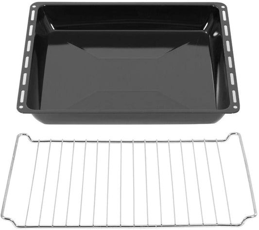 ICQN 445 x 375 x 50 mm grid & baking tray set, suitable for Whirlpool, Ignis, Bauknecht, Indesit, Algor, Neckermann, Lloyds, oven rack and enamelled drip pan 44.5x34 cm - 445-set-50-bakingtray-grill