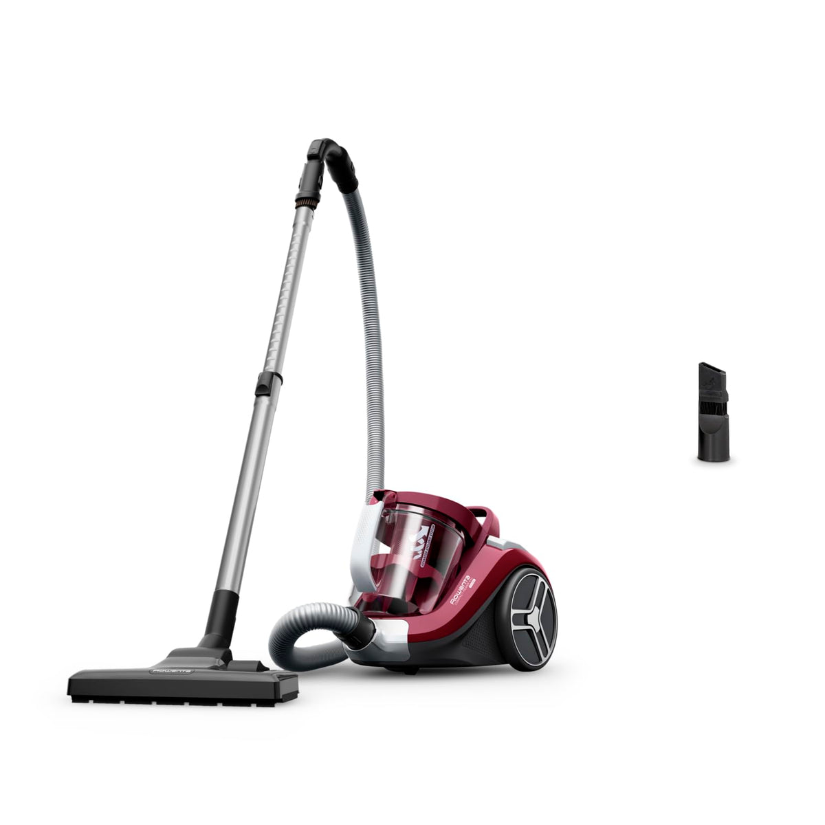Rowenta Compact Power XXL Classic bagless vacuum cleaner, 900 Watts, 3-stage filtration system, capacity, compact design, 8.80 m cleaning radius, including 2-in-1 crevice tool, red, RO4B23