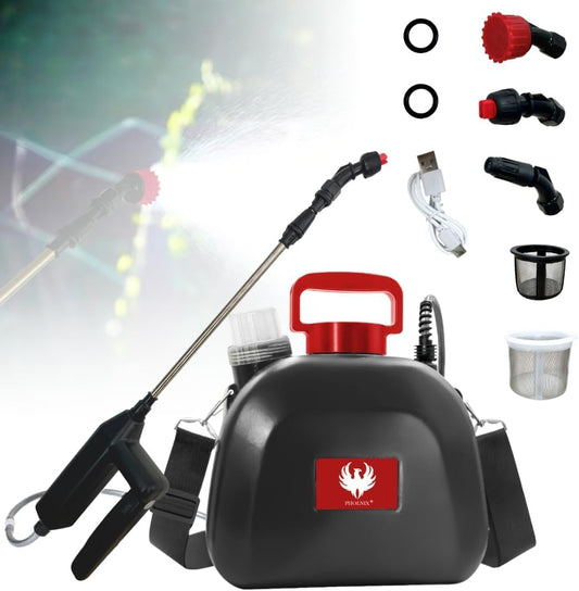 Phoenix - pressure sprayer 5 liter Easy Sprayer - garden sprayer with rechargeable battery with 3 hours of battery life, sprayer with THREE nozzles (cone, fan, shower jet), light, robust