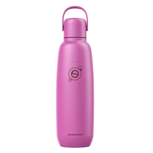 sodastream Fizz & Go Stainless Steel Soda Bottle 0.9L Double Wall Insulated Thermos Bottle Keeps Hot & Cold for Carbonated Drinks Compatible with DUO, TERRA, ART, ENSO & More, Guava Pink - 1062419440