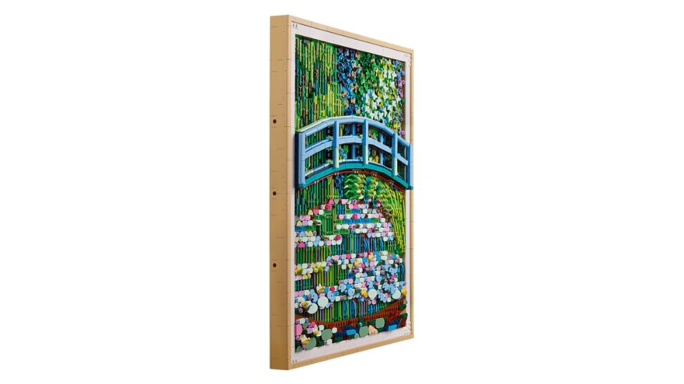 LEGO Art Claude Monet - The Bridge Over the Lily Pond - Hanging 3D Wall Art for Home Decoration - Impressionist Display Model for Adults - DIY Gift Idea - 31220