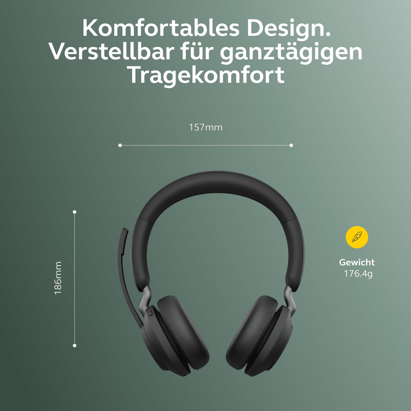 Jabra Evolve2 65 Wireless PC Headset with Charging Dock - Noise Canceling Microsoft Teams Certified Stereo Headphones with Long-Lasting Battery - USB-C Bluetooth Adapter - Black - 26599-999-889