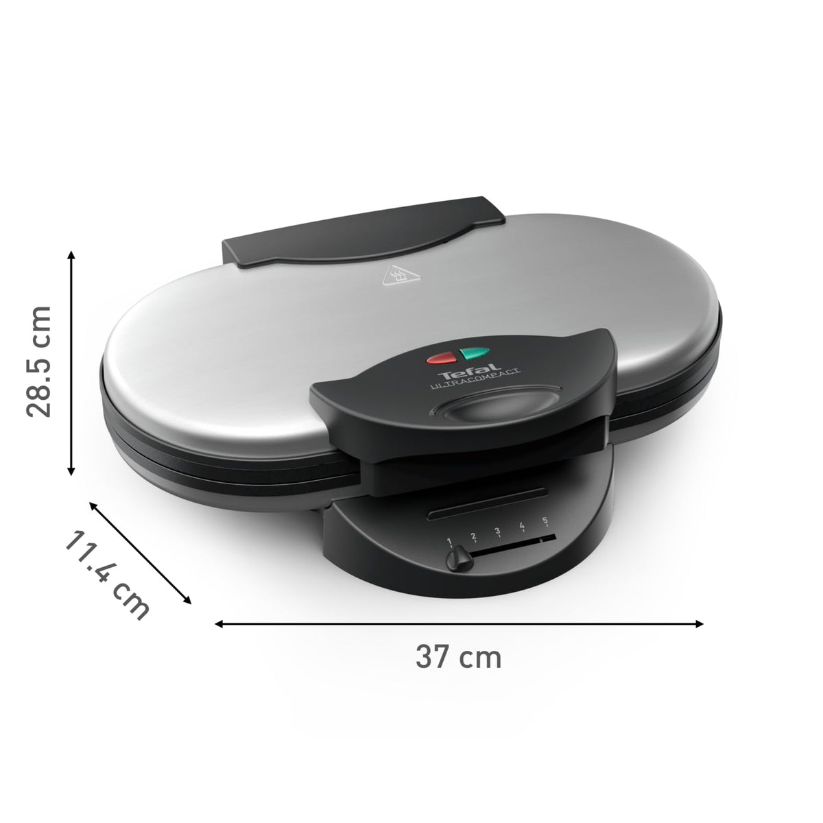 Tefal Double Heart Waffle Maker WM311D, infinitely adjustable temperature control for desired browning, non-stick plates, batter-catching device, 1200W, 37 x 11.4 x 28.5 cm
