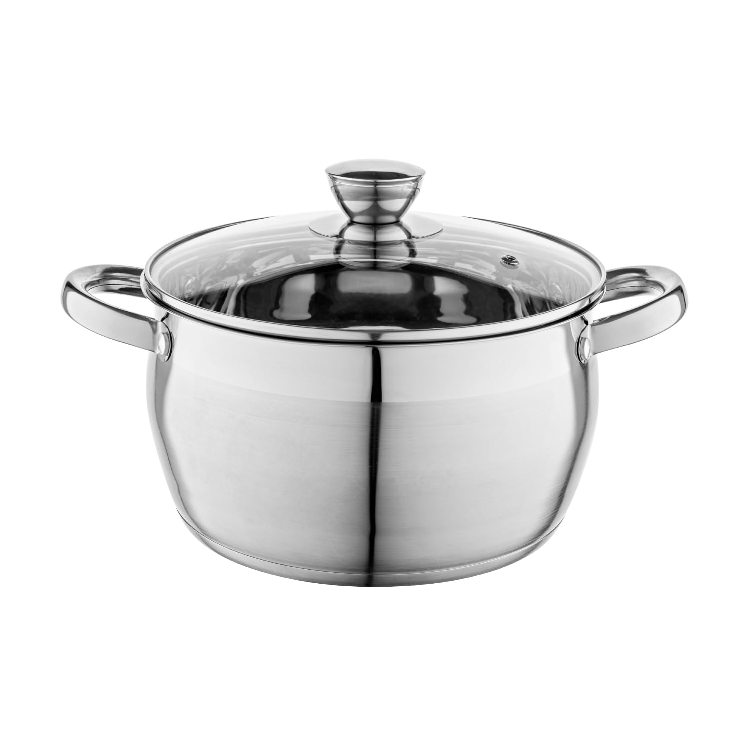 Florina Oliver 24 cm 6 L stainless steel pot with glass lid | For induction, gas, electric, ceramic | Measuring scale inside | Dishwasher safe | Heat-resistant lid | Durable & robust - 5G1029