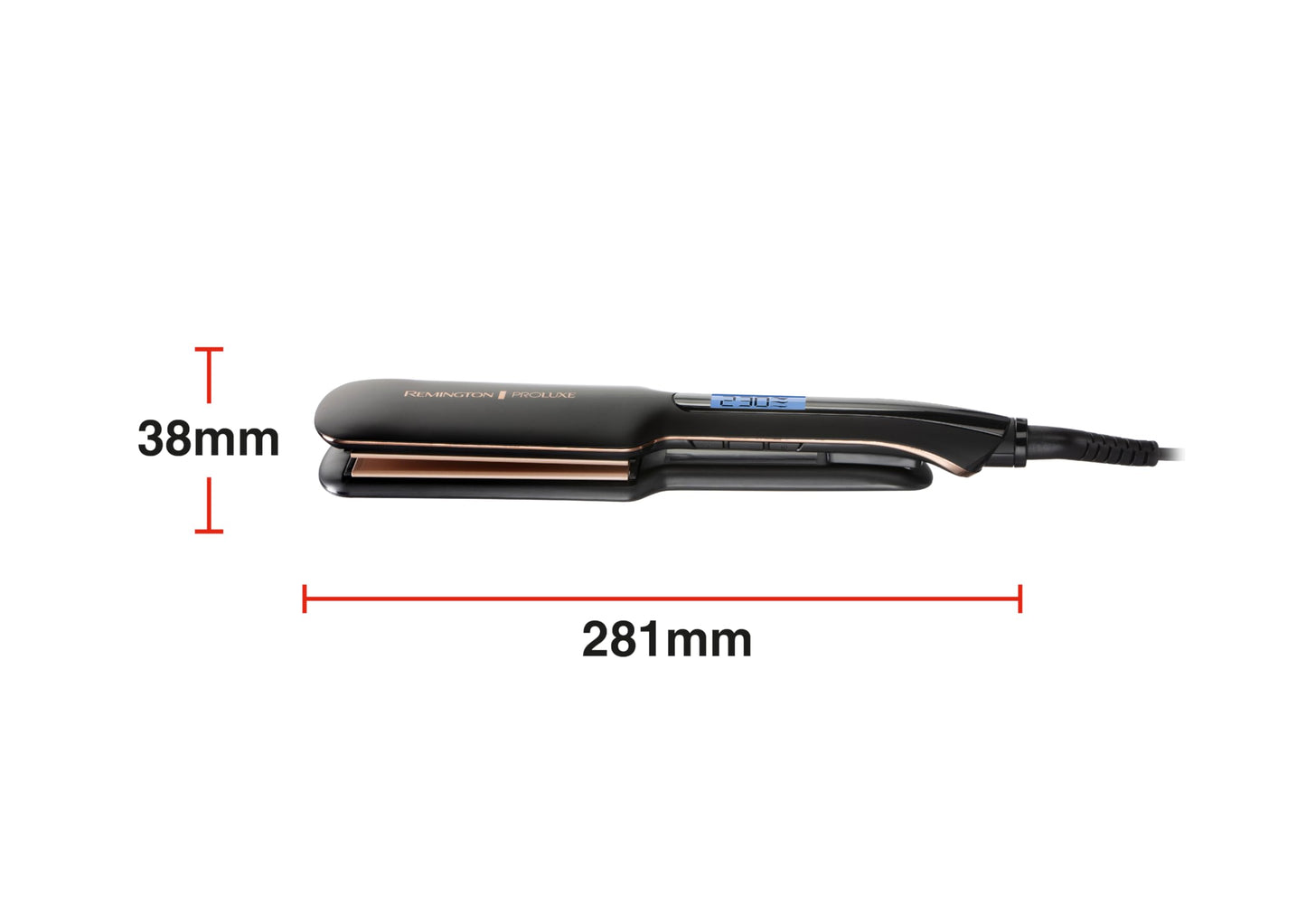 Remington straightening iron [extra wide ceramic styling plates 110 x 50mm] Proluxe (OPTIheat technology, Pro+ setting for gentle styling, digital display, quick heating) hair straightener S9150B