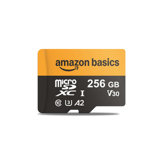 Amazon Basics 256GB microSDXC Card with Adapter, Read Speed up to 200MB/s, Pack of 1 - LSMICRO256GU3-H