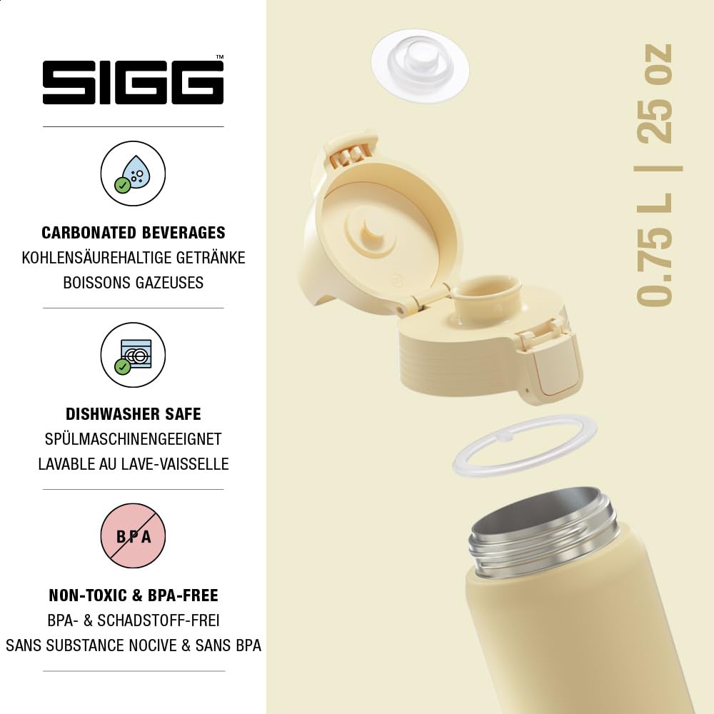 SIGG - Insulated drinking bottle - Thermos bottle Shield Therm One Opti Yellow carbonated drinks - Leak-proof - Dishwasher safe - BPA-free - 90% recycled stainless steel - Light yellow - 0.5L - 6022.30