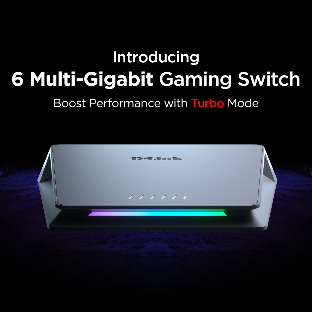 D-Link DMS-106XT 6-Port Multi-Gigabit Unmanaged Switch (5 x 2.5 Gigabit Ethernet, 1 x 10 Gigabit Ethernet, RGB lighting in Turbo Mode, aluminum housing, fanless, IGMP Snooping, Port-Base QoS)