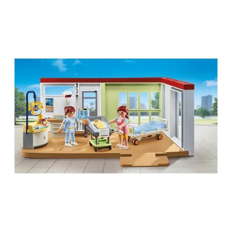 PLAYMOBIL | My Life | Maternity ward | Made from over 80% recycled and bio-based materials | Detailed toy for children ages 4 and up | 71616