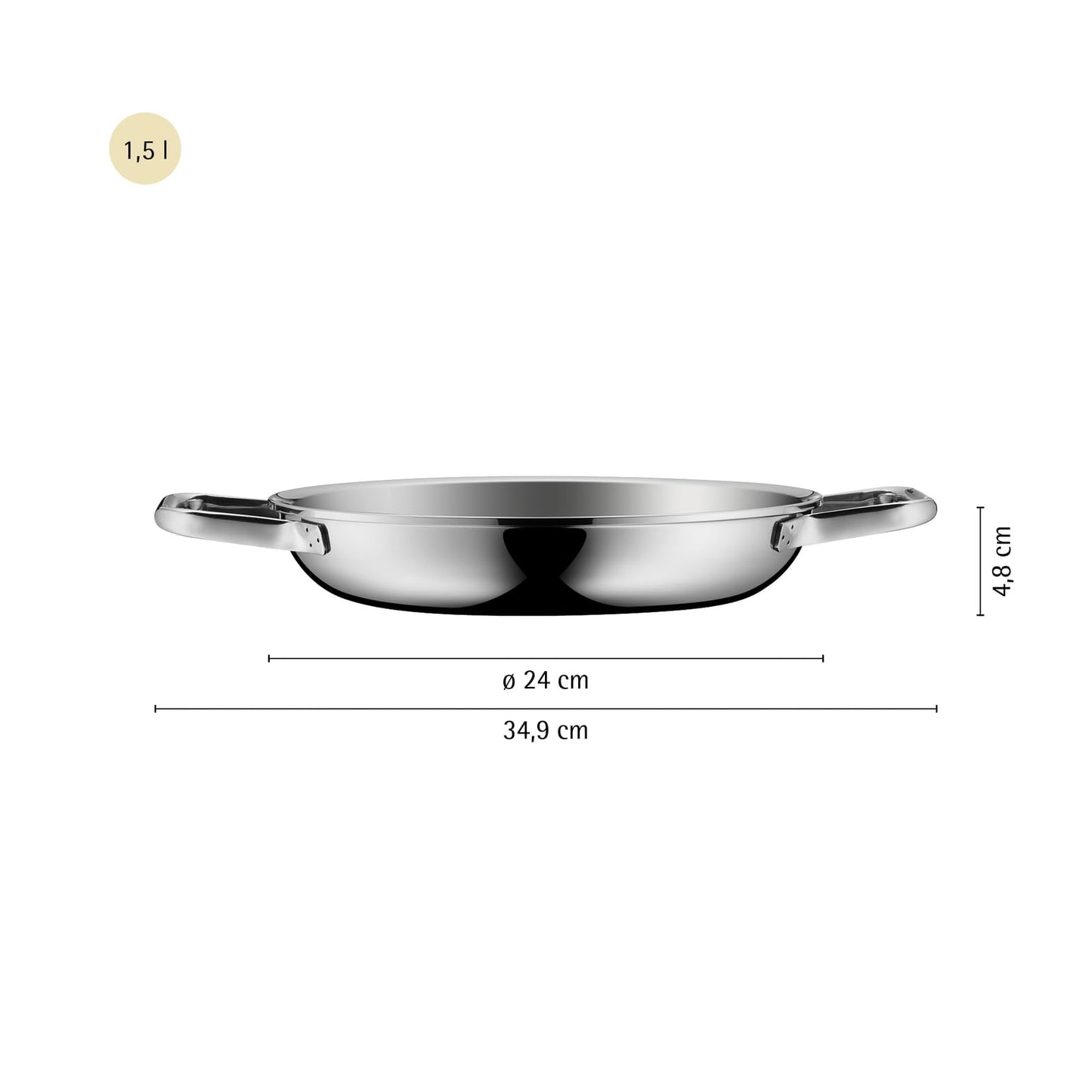 WMF Profi Resist frying/serving pan 24 cm induction, multi-layer material coated, honeycomb structure, stainless steel handle, oven safe - 1756346411