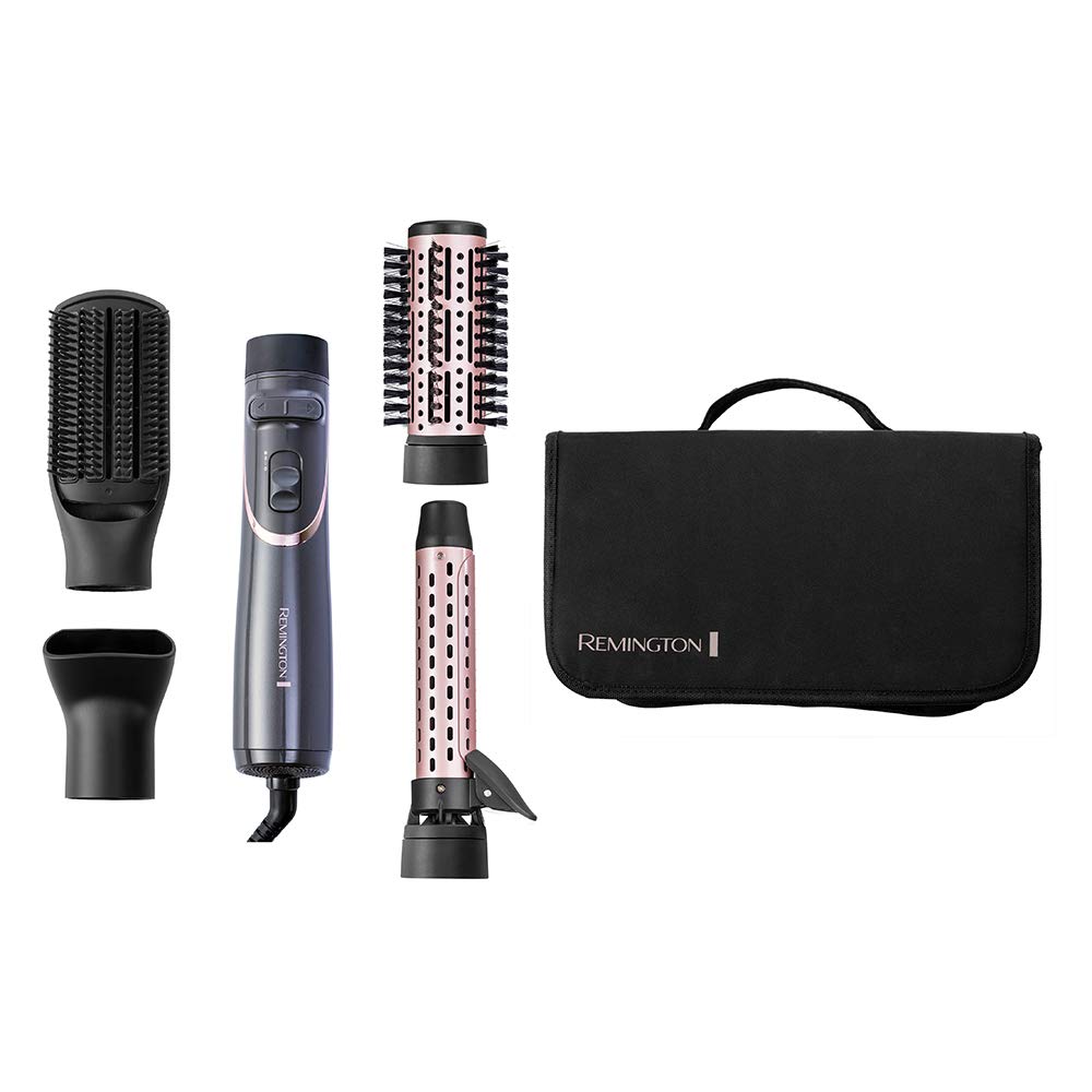 Remington Rotating Hot Air Brush (automatic) Curl & Straight 3-in-1 Ion Styler: Volume, Curls & Smooth Styles, 4 Attachments (Volume Styler, Curling Iron, Styling Concentrator, Paddle Brush) AS8606 - 45684560100