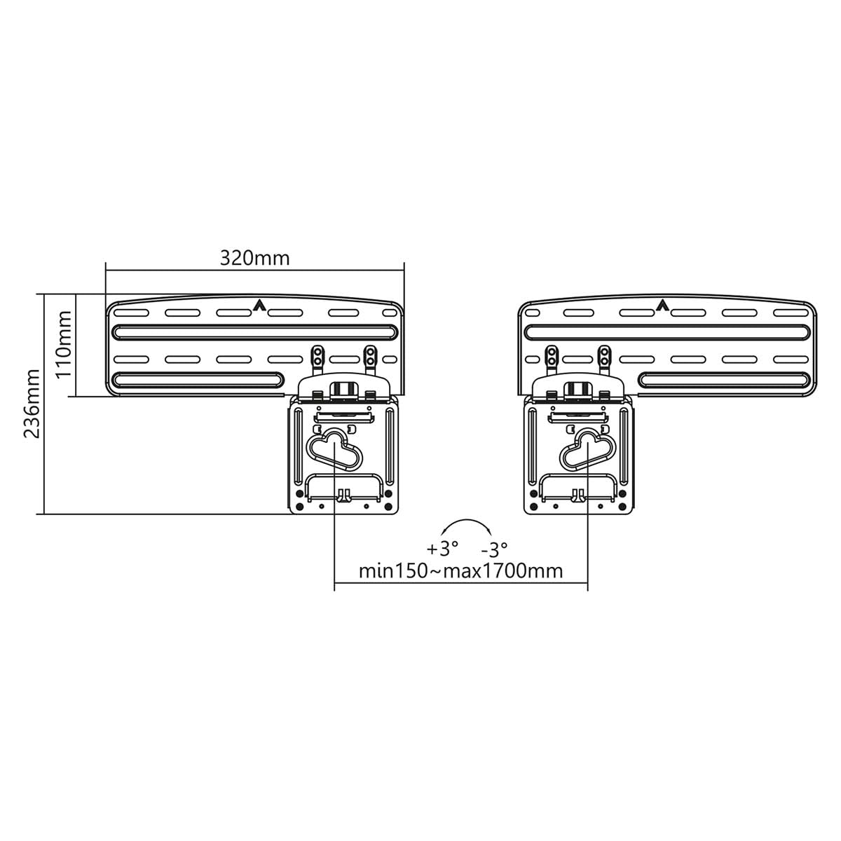Suport de perete pentru TV - 43-85" - greutatea maximă suportată a ecranului: 60 kg - Distanța minimă de la perete: 7.50 mm - Oțel - Negru - TVWM5065BK