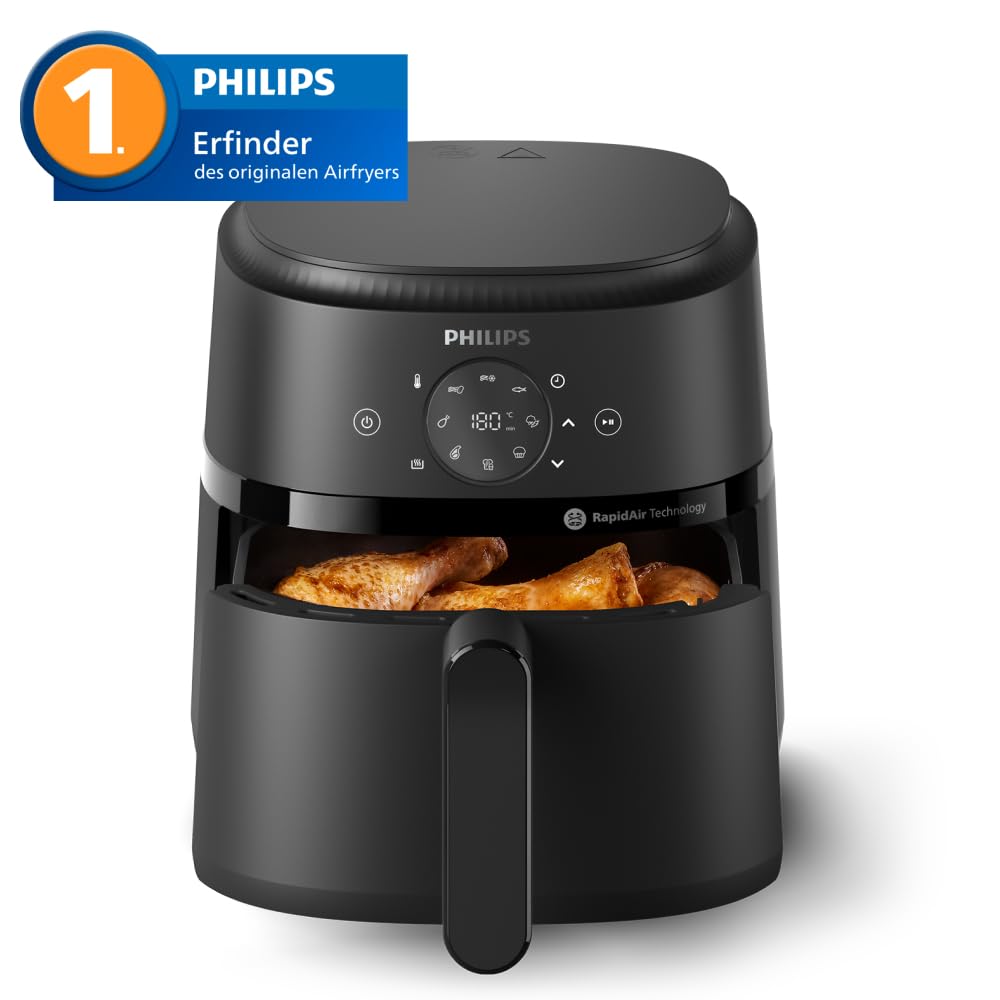 Philips Airfryer 2000 Series Hot Air Fryer, 4.2L, Digital Touchscreen, 13 Cooking Options, 9 Preset Functions, 90% Less Fat with RapidAir Technology, 1500W Power, Black (NA229/00)
