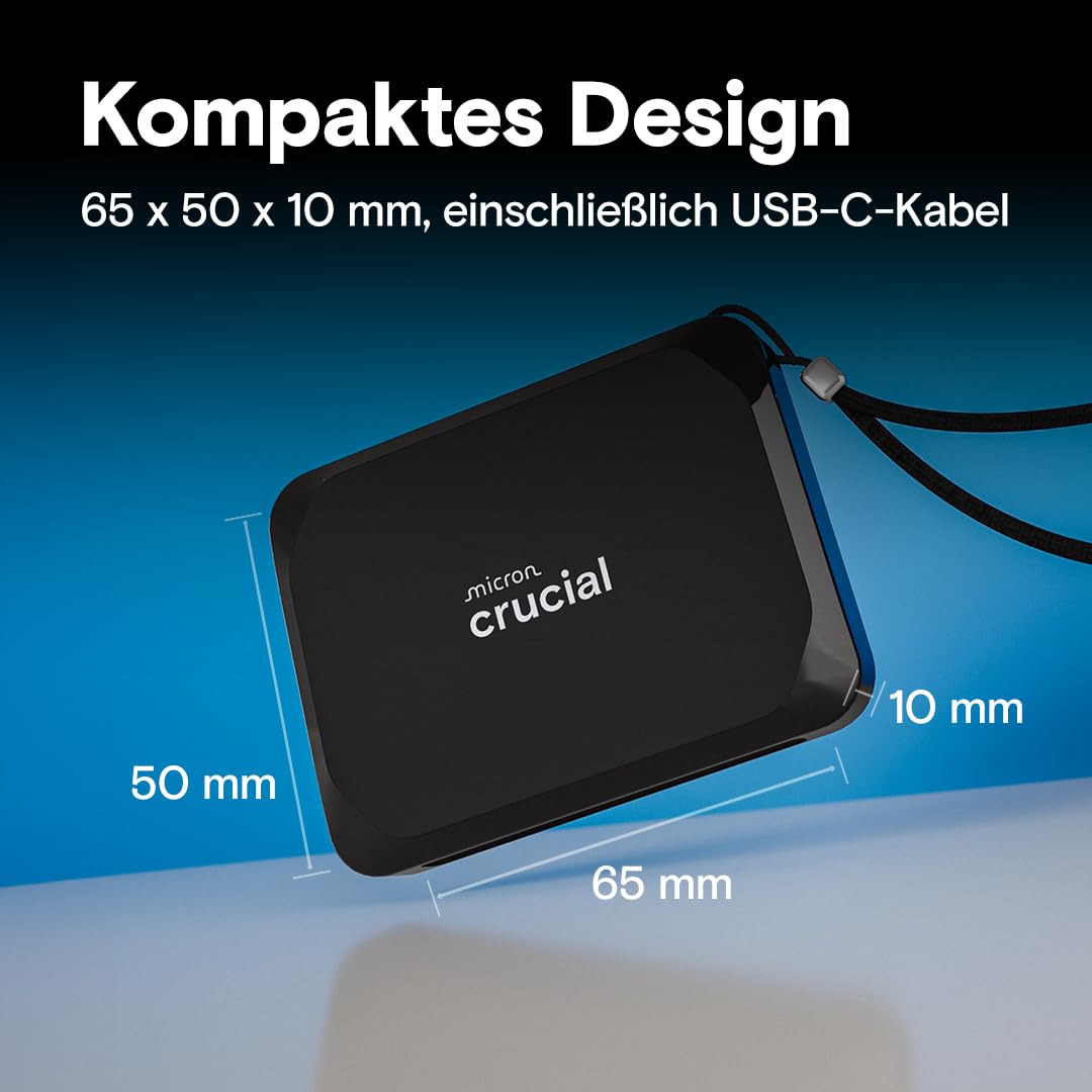 Crucial X9 1TB External SSD Hard Drive, up to 1050MB/s, Compatible with PC, Mac and Game Consoles, Portable Solid State Drive, USB-C 3.2 - CT1000X9SSD902