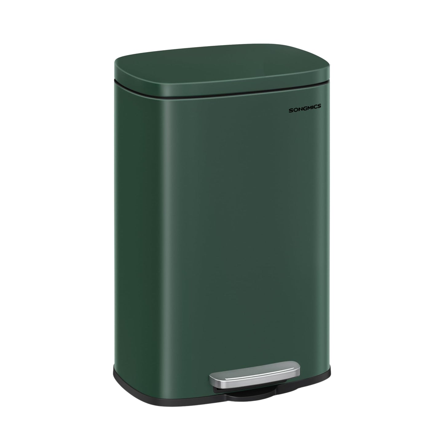 SONGMICS kitchen rubbish bin, 50 liters, waste bin, pedal bin, with lid, soft close, foot pedal, steel, inner bin, vintage green LTB050C02