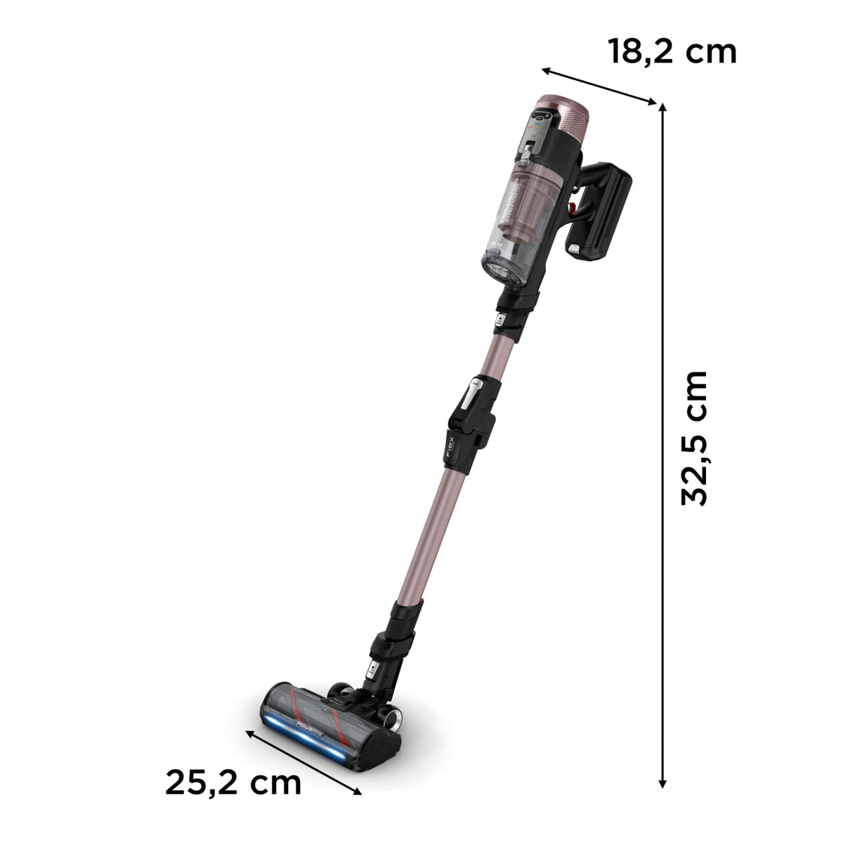 Rowenta X-Force Flex 16.60 cordless vacuum cleaner, extreme suction power, 315 Air Watt, optimal results on all floors, LED lighting, 2 hours runtime, flex joint, including accessories, RH9CD9E0