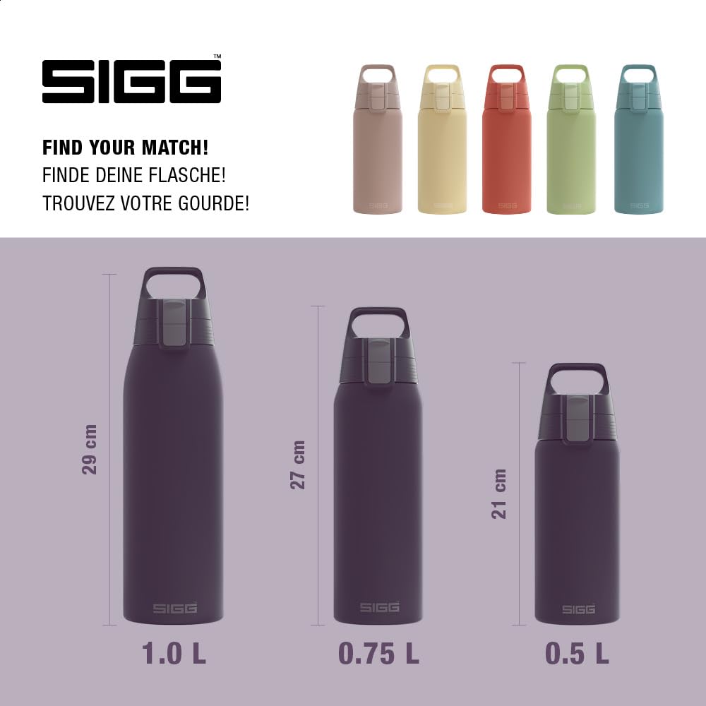 SIGG - Insulated drinking bottle - Shield Therm One Nocturne thermos bottle - carbonated drinks - leak-proof - dishwasher safe - BPA-free - 90% recycled stainless steel - dark purple - 0.5L - 6022.50