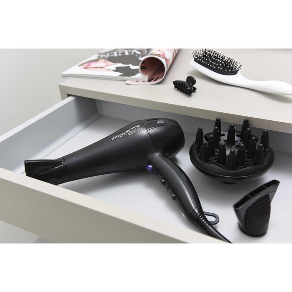 Rowenta Signature Pro CV7840F0, Professional AC motor hair dryer with 2200 W, ionic function, 2 speeds and 3 temperature settings with concentrator nozzles and diffuser.