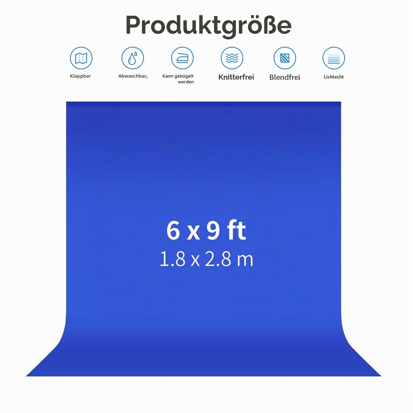 NEEWER 6x9ft/1.8x2.8m Photo Studio 100% Pure Polyester Foldable Backdrop Background for Photography, Video and TV (Backdrop Only) - Blue - BD-0609