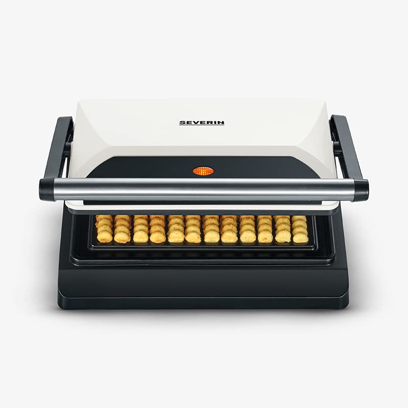 SEVERIN waffle fries maker, non-stick coated waffle iron for 12 waffles in the shape of fries, compact waffle iron in slim design, approx. 800 W power, beige, WA 2114 - 2114-000