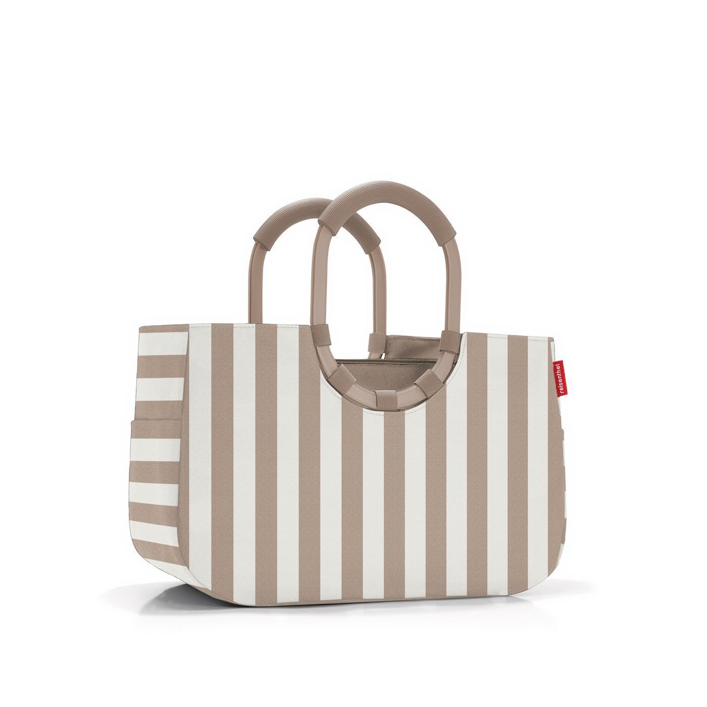 reisenthel loopshopper M summerstripes coffee – sturdy bag with practical compartments made from recycled PET bottles – elegance when shopping, lots of functionality included! - OS6056