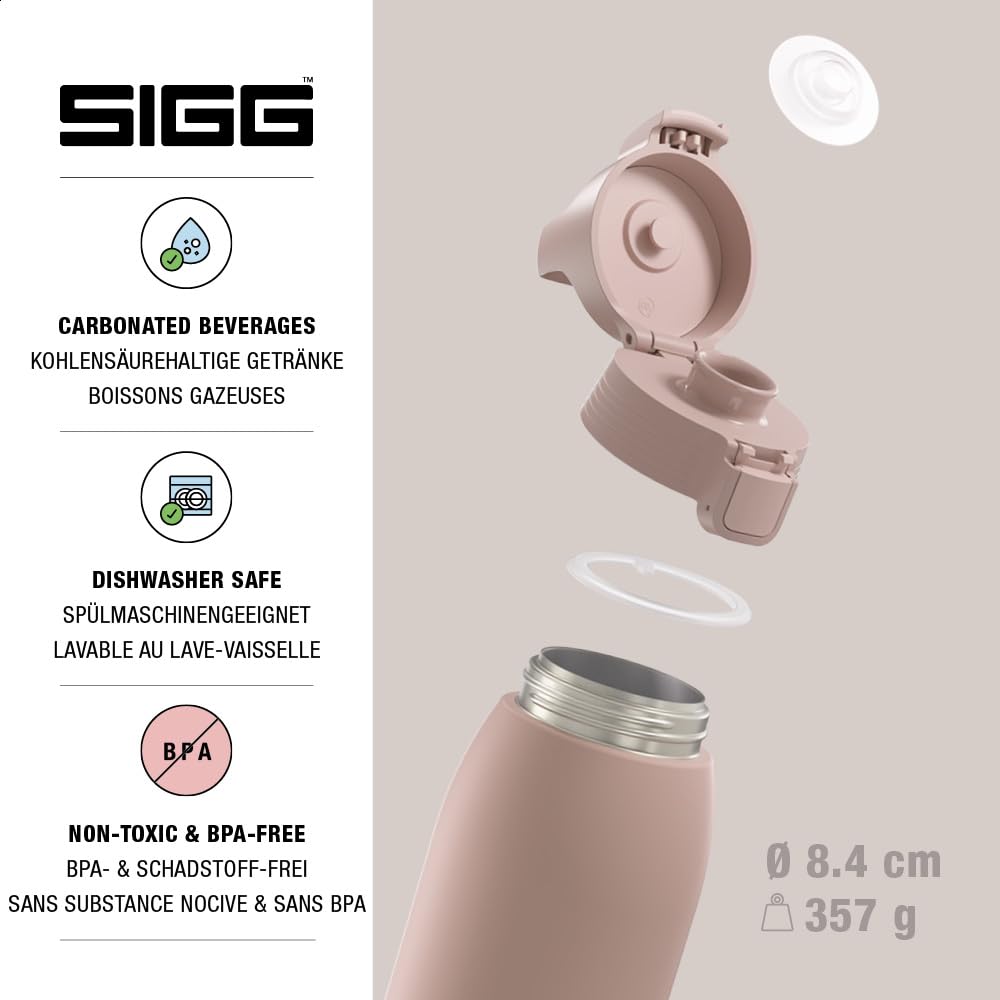 SIGG - Insulated drinking bottle - Thermos bottle Shield Therm One Dusk carbonated drinks - Leak-proof - Dishwasher safe - BPA-free - 90% recycled stainless steel - Warm gray - 1L - 6021.50