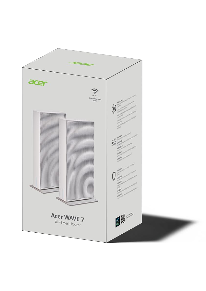 Acer Wave 7 | Wi-Fi 7 Mesh Router | Double Pack | 2.5G Ethernet - T7c