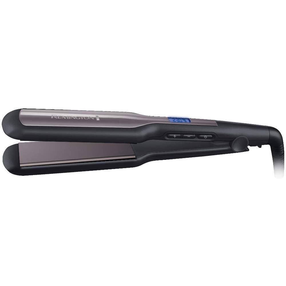 Remington wide straightening iron Pro-Ceramic Extra (extra wide 45mm styling plates - especially for thick, frizzy, curly and very long hair) LCD display, 150-230°C, hair straightener S5525