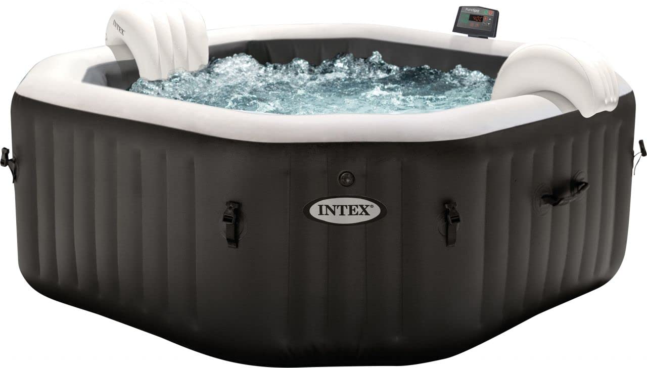 Intex 28458 - Inflatable whirlpool PureSpa Jet&Bubble Deluxe, 4 people, 120 jets, heating, black, 201x71 cm