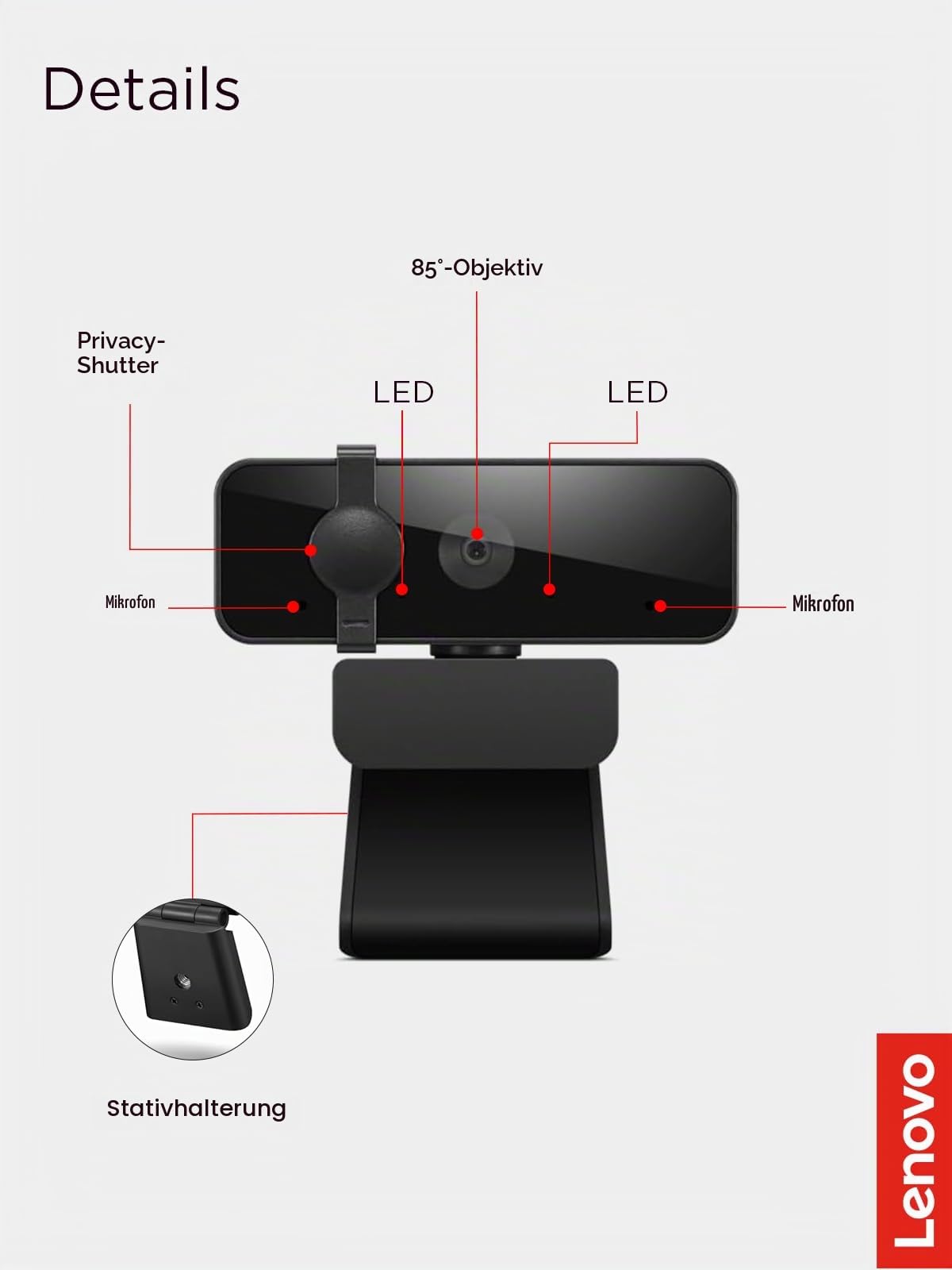 Lenovo Essential Fhd Gen2 Webcam 1920 X 1080 Pixels USB 2.0, 4XC1S15018