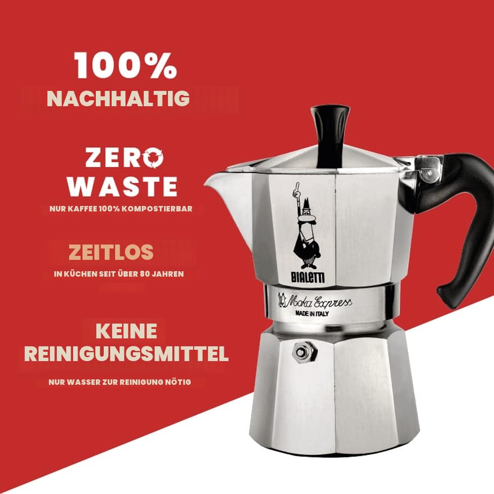 Bialetti - Moka Express: Iconic stovetop espresso machine, makes real Italian coffee, Moka pot 3 cups (130ml), aluminum, silver, aluminum - 0001162