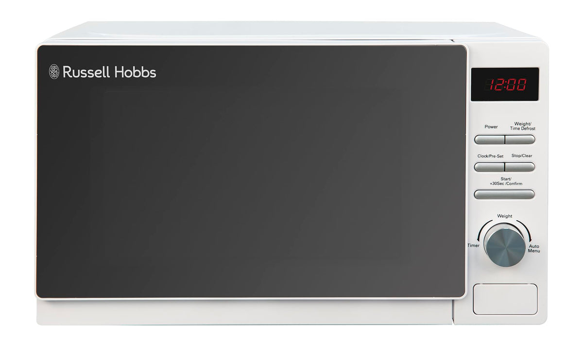Russell Hobbs RHM2079A Digital Solo Microwave, 20 L, 800 W, 5 power levels, automatic defrosting, 8 automatic cooking menus, clock and timer, easy to clean, White - RHM2079A-EUAZ