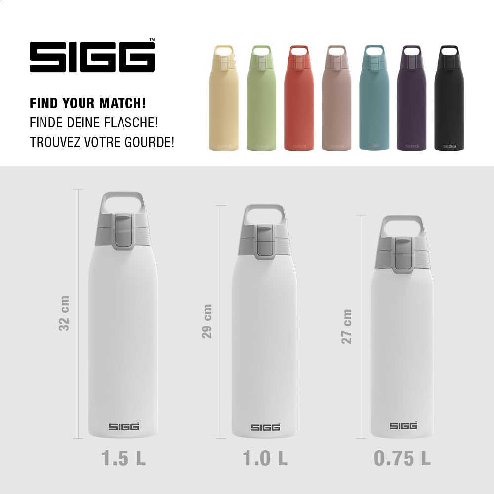 SIGG - Insulated drinking bottle - Thermos bottle Shield Therm One White carbonated drinks - Leak-proof - Dishwasher safe - BPA-free - 90% recycled stainless steel - White - 1L - 6053.00