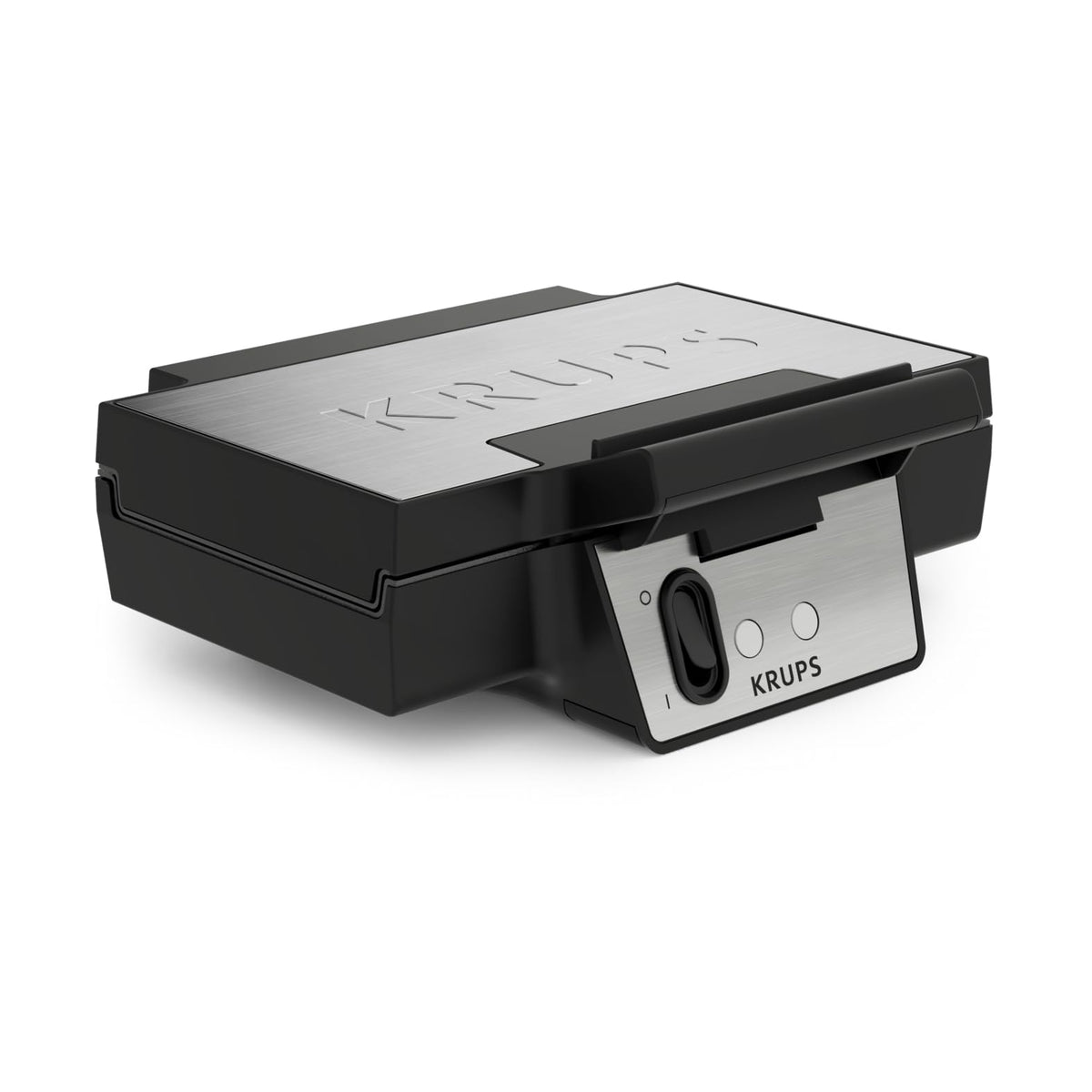 Krups FDK Iconic Waffeleisen, 850 W, plăci antiaderente cu acoperire ceramică, design iconic, depozitare verticală, ușor de utilizat, Negru/Acier inoxidabil, FDK261