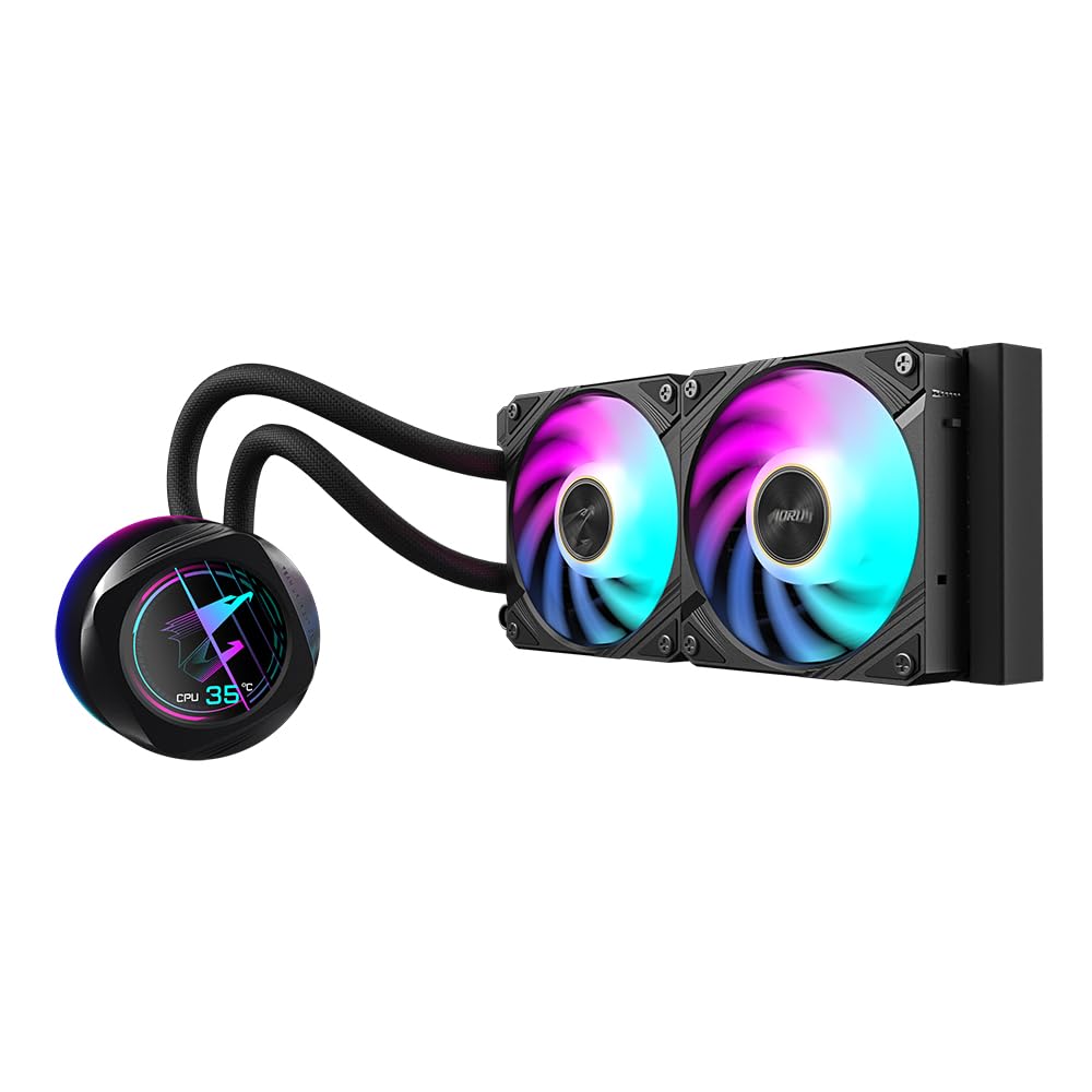 GIGABYTE AORUS WATERFORCE X II 240 AIO Liquid CPU Cooler - 2x120mm ARGB Fans, Full-Color LCD, Daisy-Chain, compatible with Intel LGA 1851 and AMD AM5 - GP-AORUS