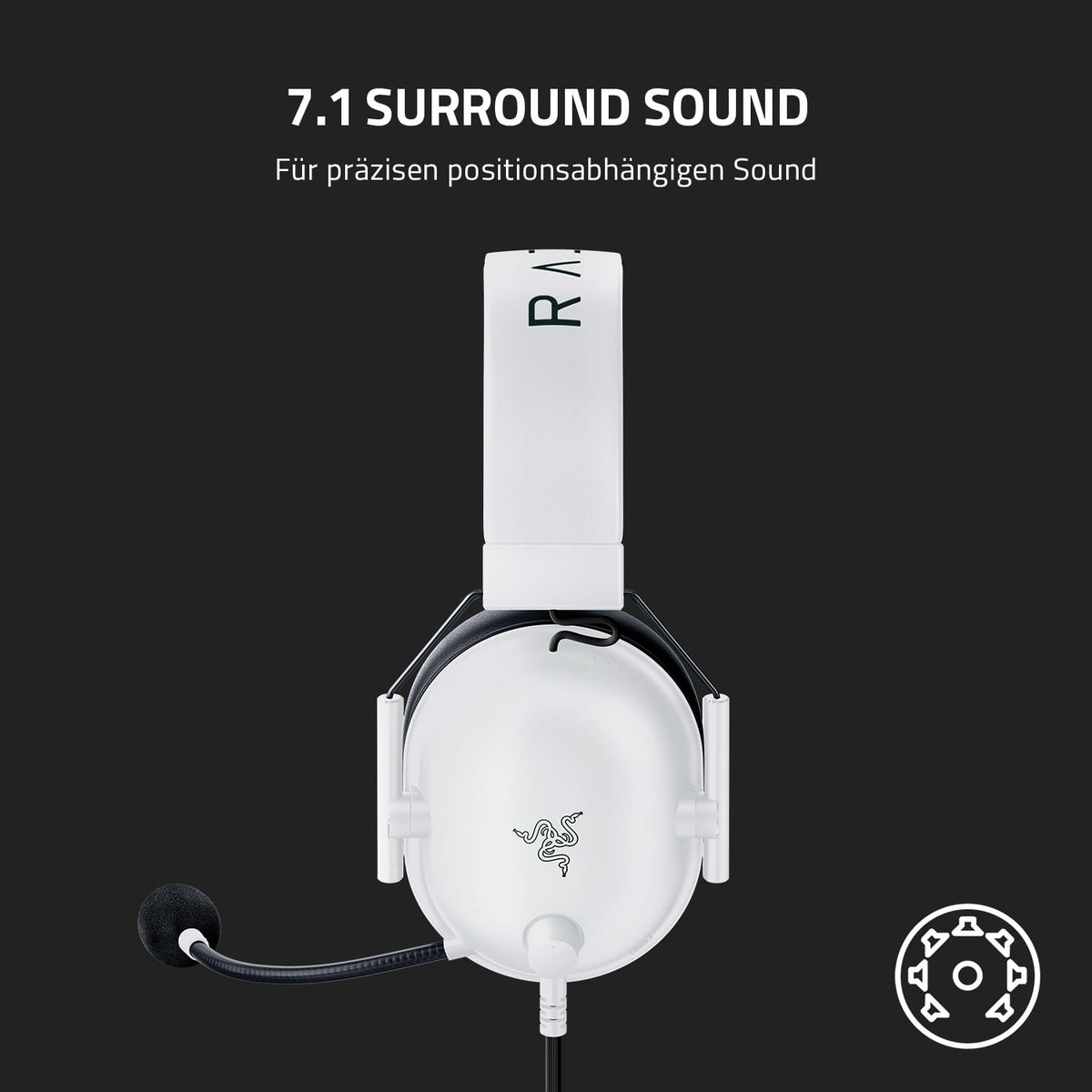 Razer BlackShark V2 X - Multi-platform wired esports headset (Triforce 50mm drivers, advanced passive noise cancellation, 7.1 surround sound, Hyperclear cardioid mic) White - RZ04-03240700-R3M1