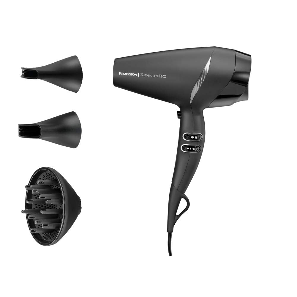 Remington Uscător de păr Profi Ionen [puternic & cu control profesional lateral] Tehnologie SupercarePro (2200W, 130km/h, 3 accesorii pentru coafare, motor AC de salon durabil) AC7250 [Exclusiv Amazon] - 45719560100