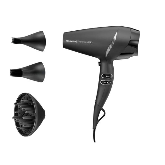 Remington Hair Dryer Professional Ions [powerful & side professional control] SupercarePro Technology (2200W, 130km/h, 3 styling attachments, durable hairdresser AC motor) AC7250 [Amazon Exclusive] - 45719560100
