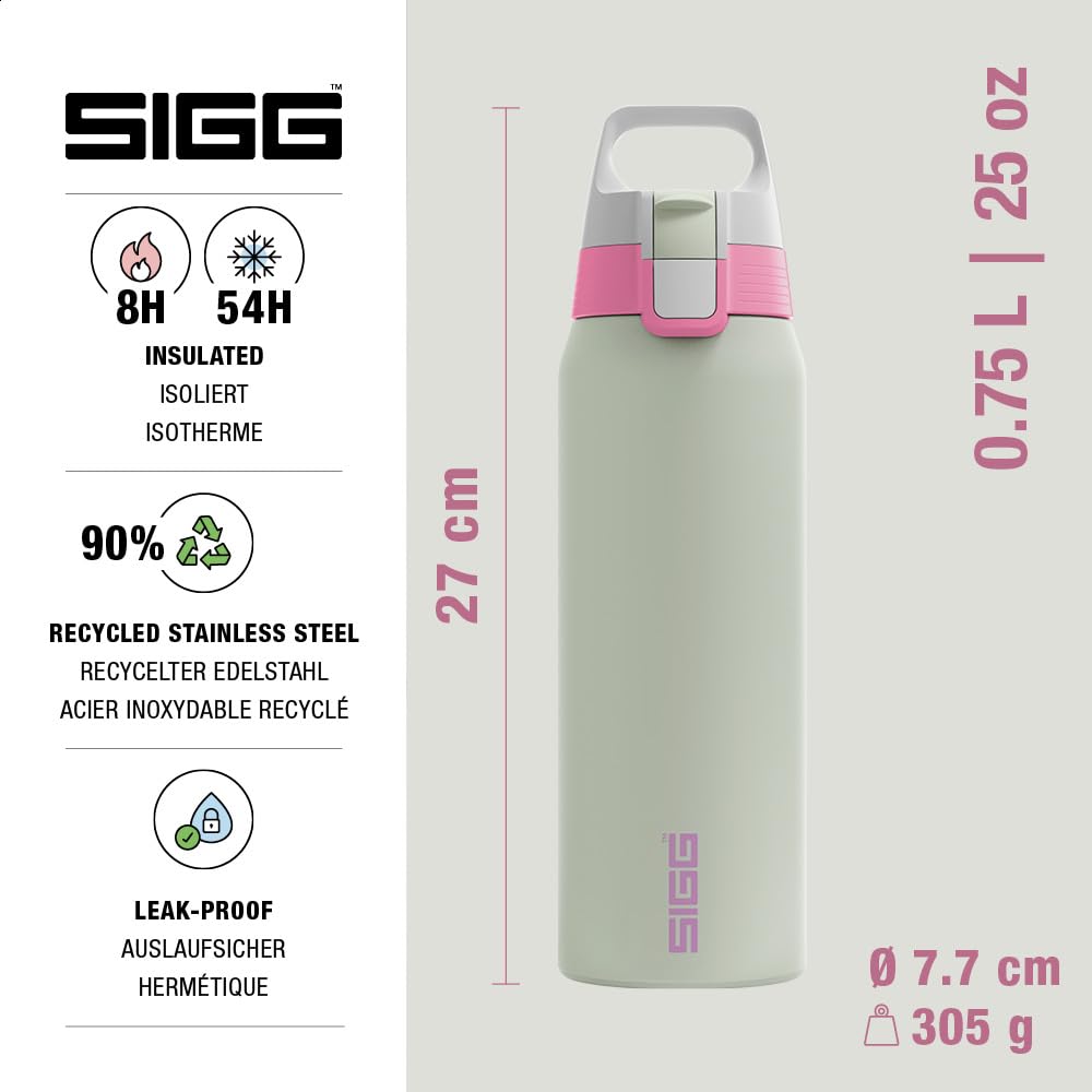 SIGG - Insulated drinking bottle - Thermos bottle Shield Therm One Multicolor Lilly - Carbonated drinks - Leak-proof - Dishwasher safe - BPA-free - 90% recycled stainless steel - 0.75L - 6228.50